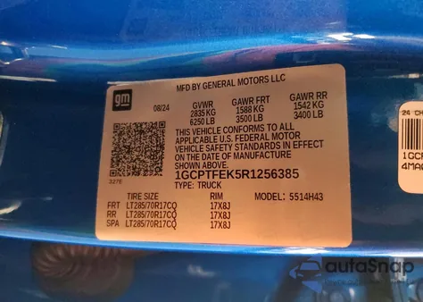 2024 Chevrolet Colorado Zr2 z USA, uszkodzony, nr VIN 1GCPTFEK5R1256385